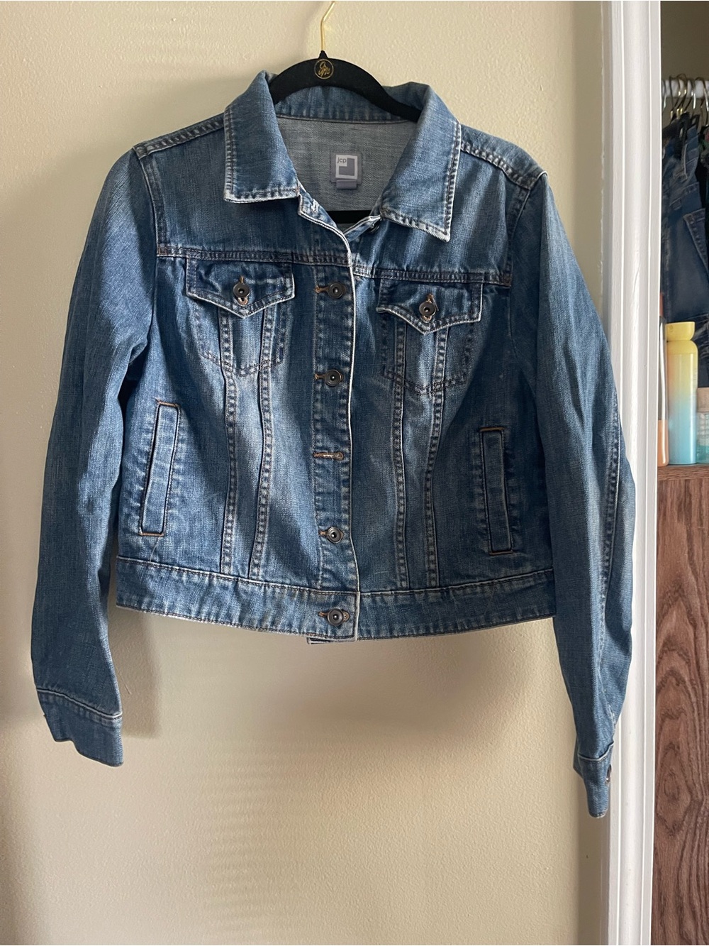 jcpenney Medium Blue Denim Jean Jacket - Women's